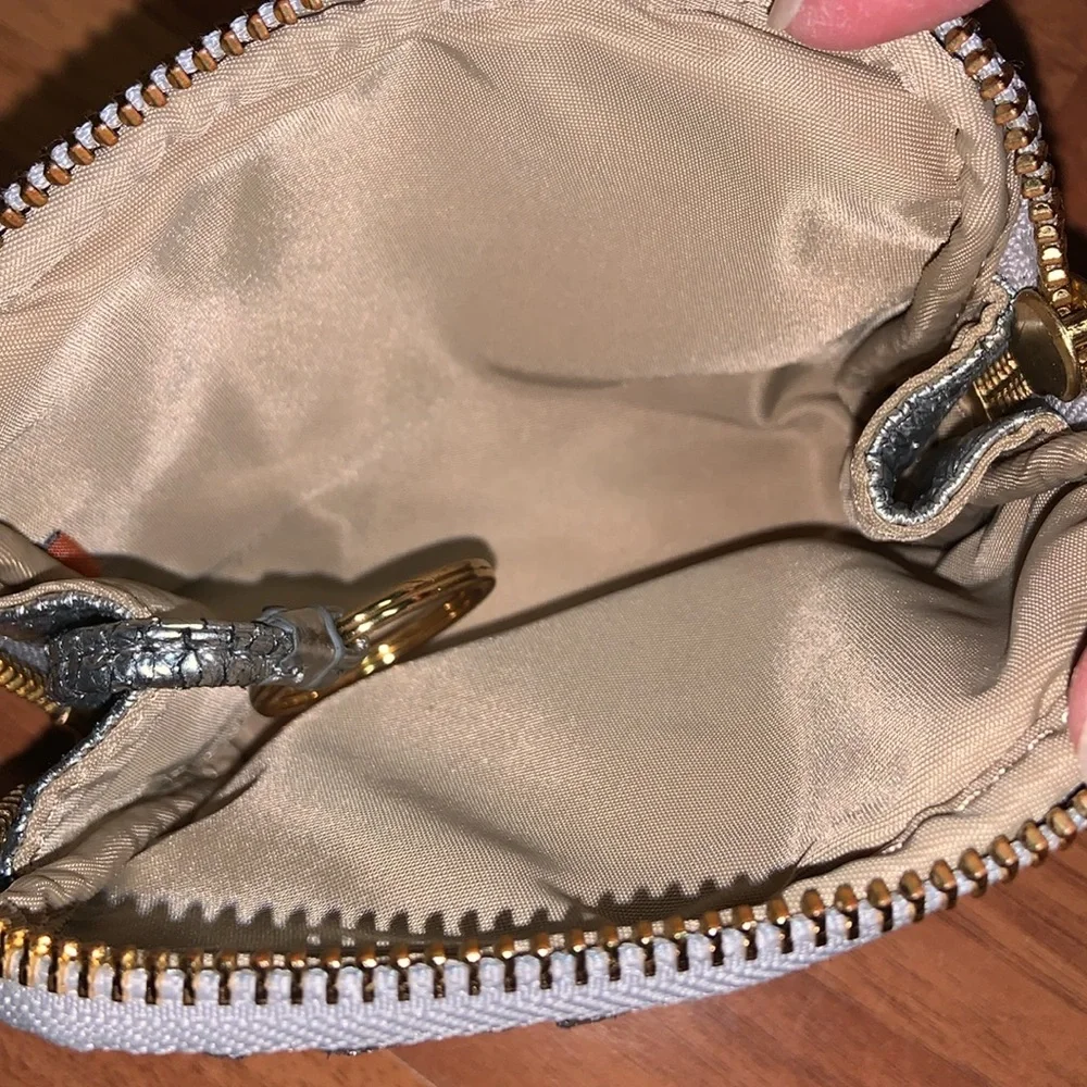Tory Burch “Cracked” Metallic Mini Zip Pouch